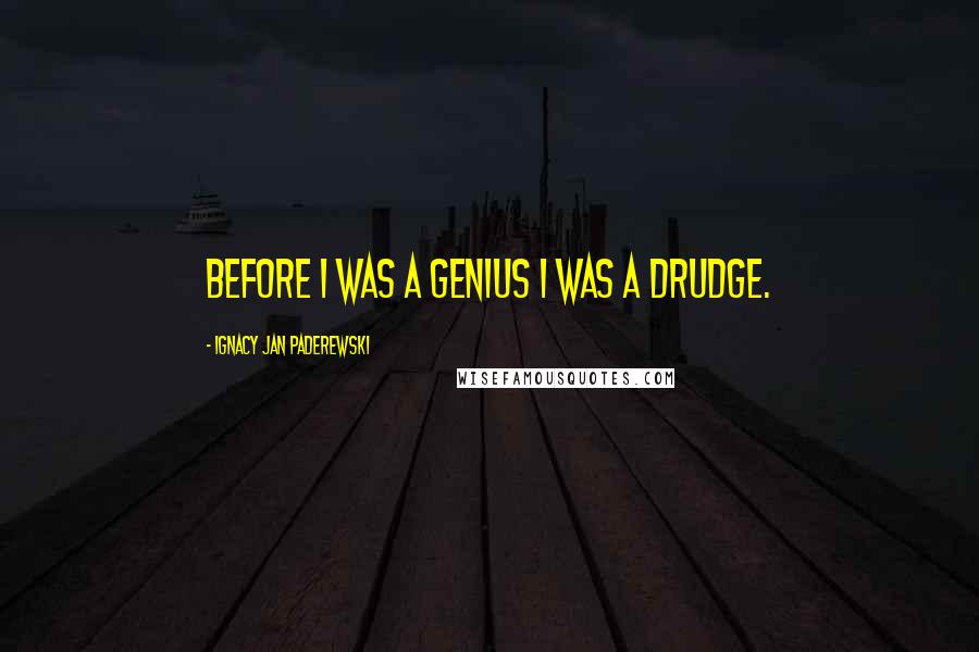 Ignacy Jan Paderewski quotes: Before I was a genius I was a drudge.