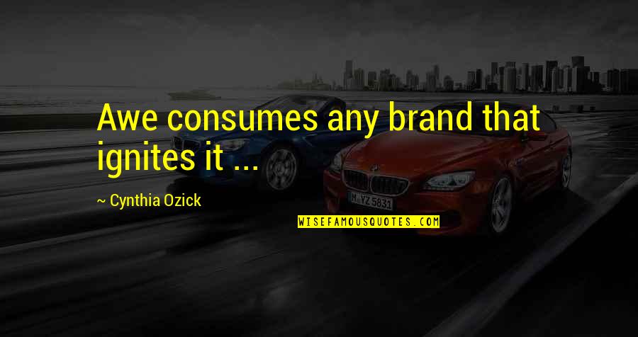 Ignite Quotes By Cynthia Ozick: Awe consumes any brand that ignites it ...