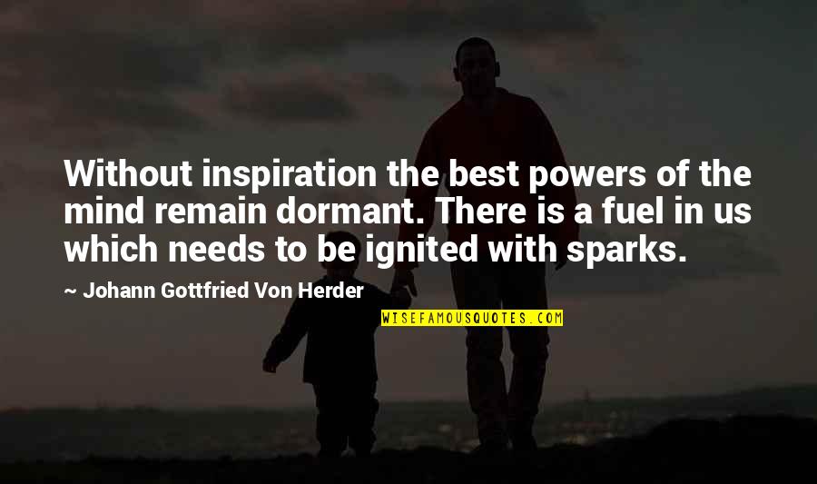 Ignited Quotes By Johann Gottfried Von Herder: Without inspiration the best powers of the mind