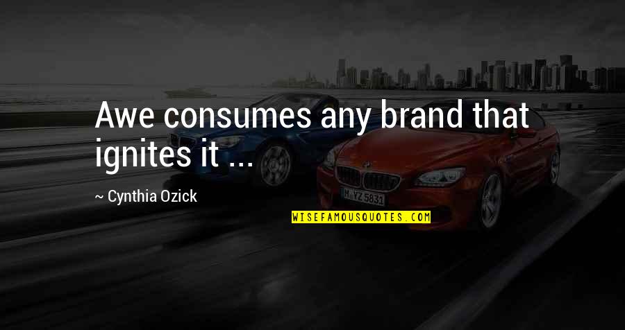 Ignites Quotes By Cynthia Ozick: Awe consumes any brand that ignites it ...