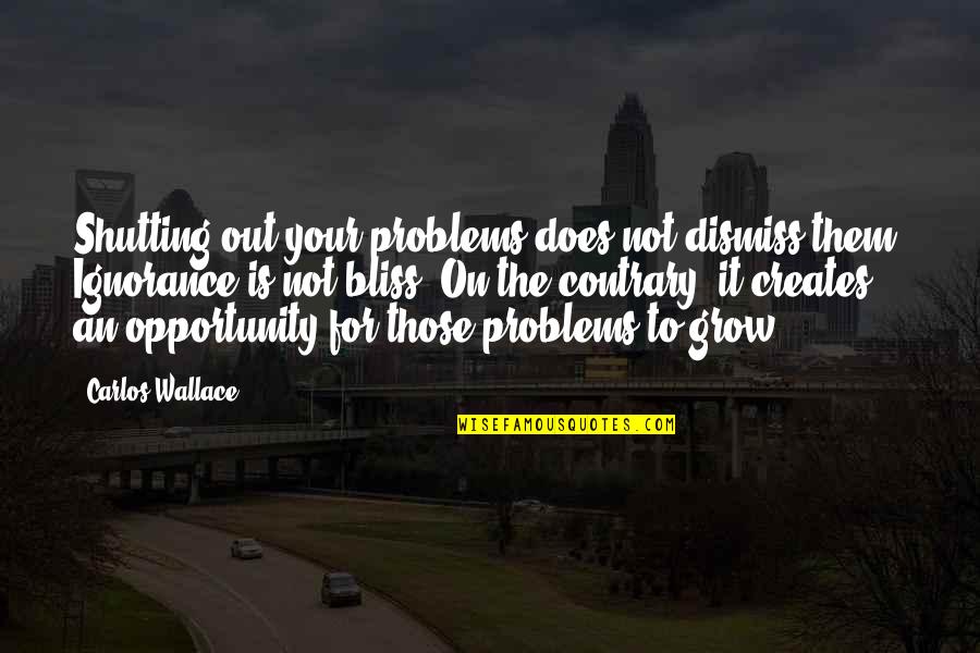 Ignorance And Bliss Quotes By Carlos Wallace: Shutting out your problems does not dismiss them.