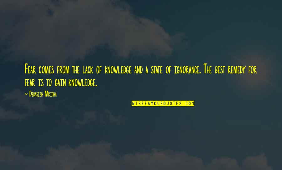 Ignorance And Education Quotes By Debasish Mridha: Fear comes from the lack of knowledge and