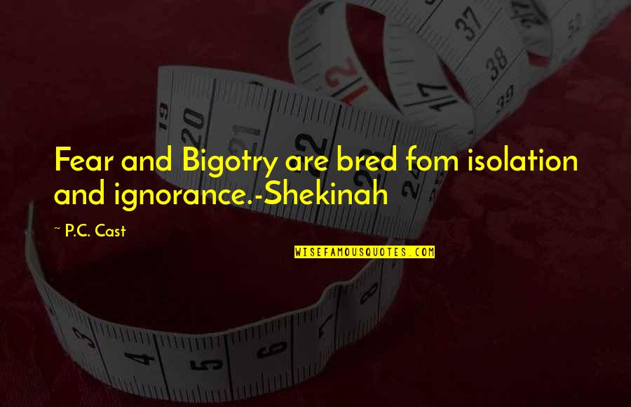 Ignorance And Fear Quotes By P.C. Cast: Fear and Bigotry are bred fom isolation and