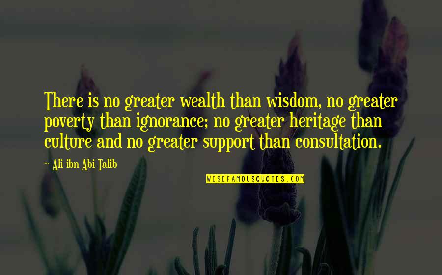Ignorance And Knowledge Quotes By Ali Ibn Abi Talib: There is no greater wealth than wisdom, no