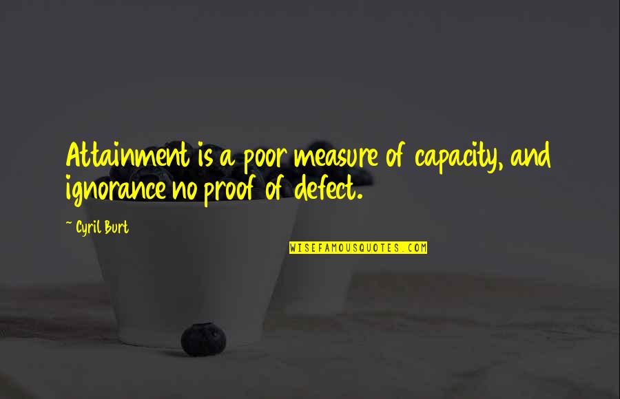 Ignorance Is Quotes By Cyril Burt: Attainment is a poor measure of capacity, and