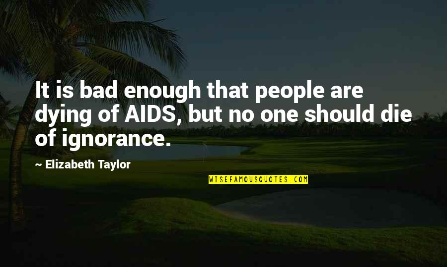 Ignorance Is Quotes By Elizabeth Taylor: It is bad enough that people are dying