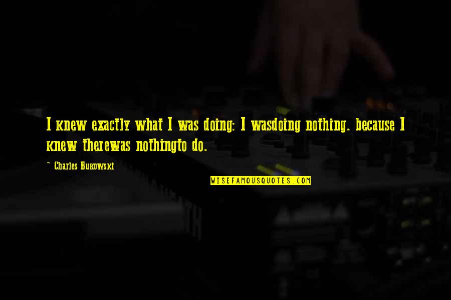 Ignotus Quotes By Charles Bukowski: I knew exactly what I was doing: I