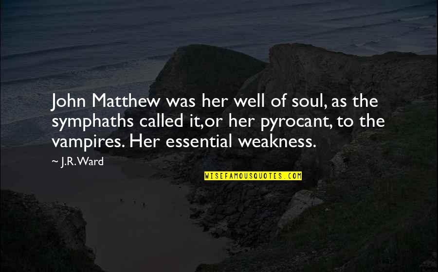 Ihrec Quotes By J.R. Ward: John Matthew was her well of soul, as