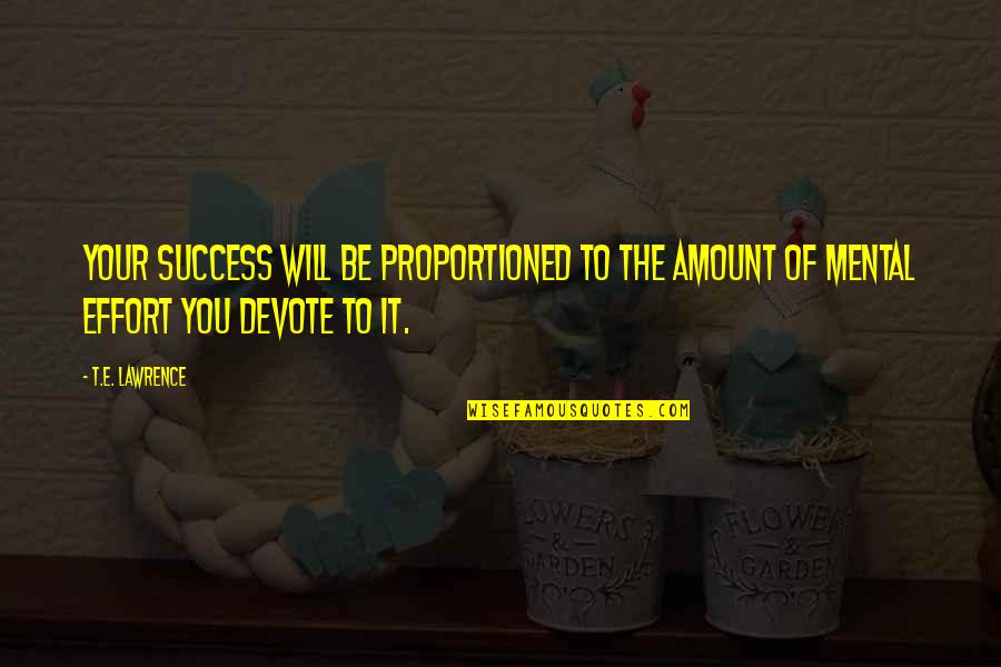 Ihza Fauzan Quotes By T.E. Lawrence: Your success will be proportioned to the amount