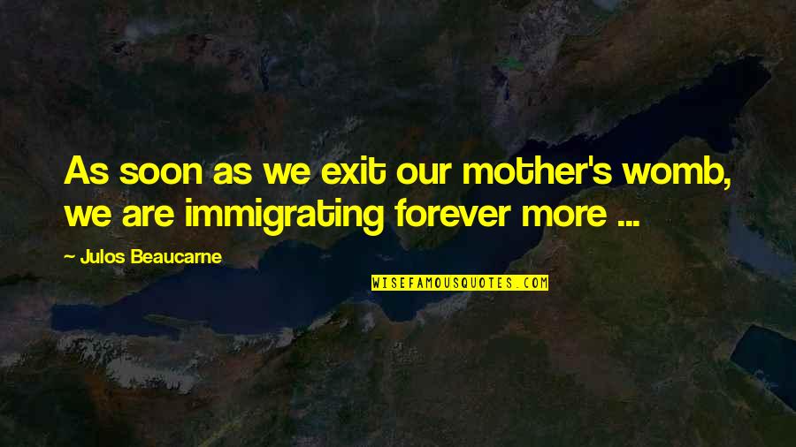 Iij Unam Quotes By Julos Beaucarne: As soon as we exit our mother's womb,