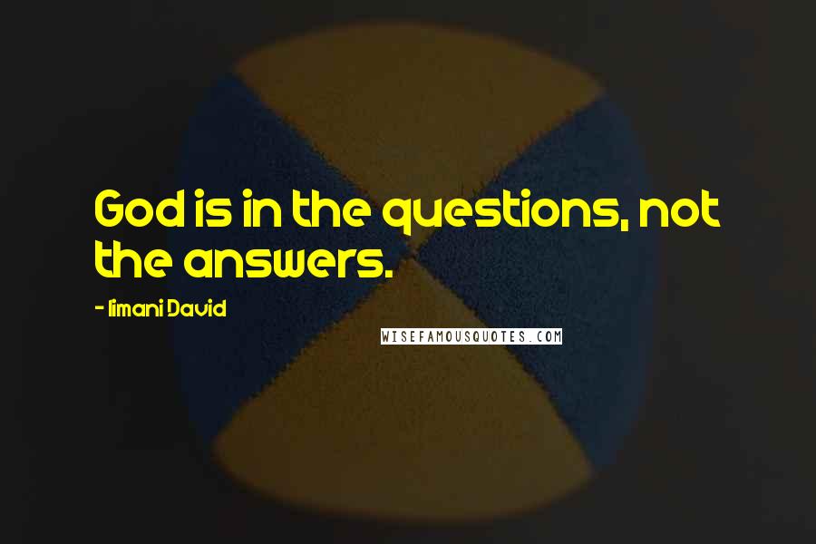 Iimani David quotes: God is in the questions, not the answers.