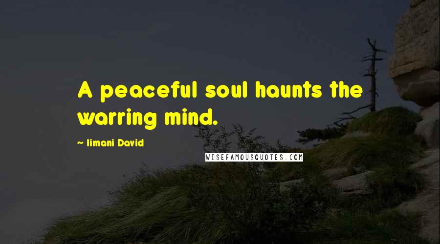 Iimani David quotes: A peaceful soul haunts the warring mind.