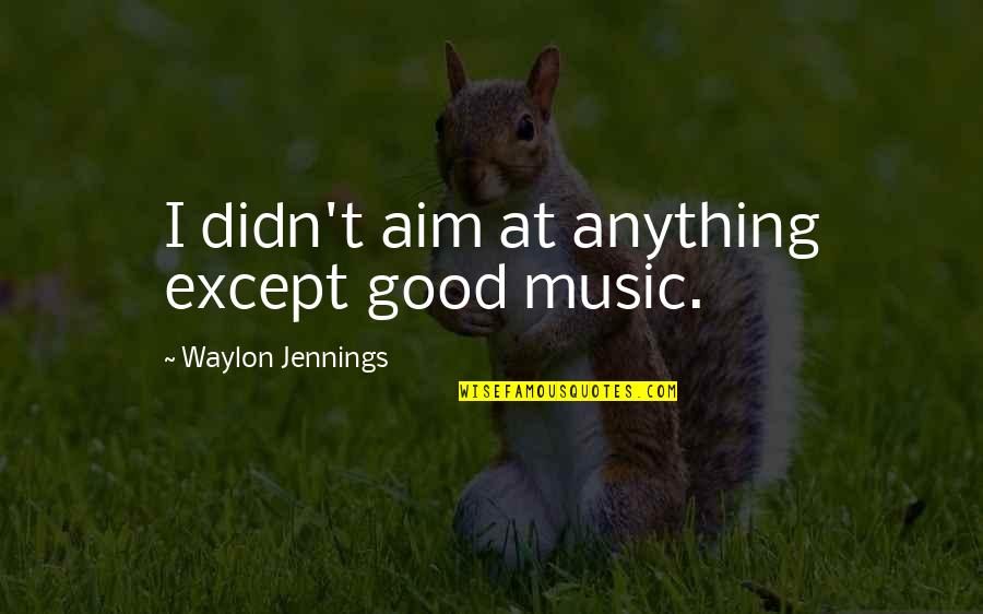 Ijdele Quotes By Waylon Jennings: I didn't aim at anything except good music. Ijdele Quotes By Waylon Jennings: I didn't aim at anything except good music.