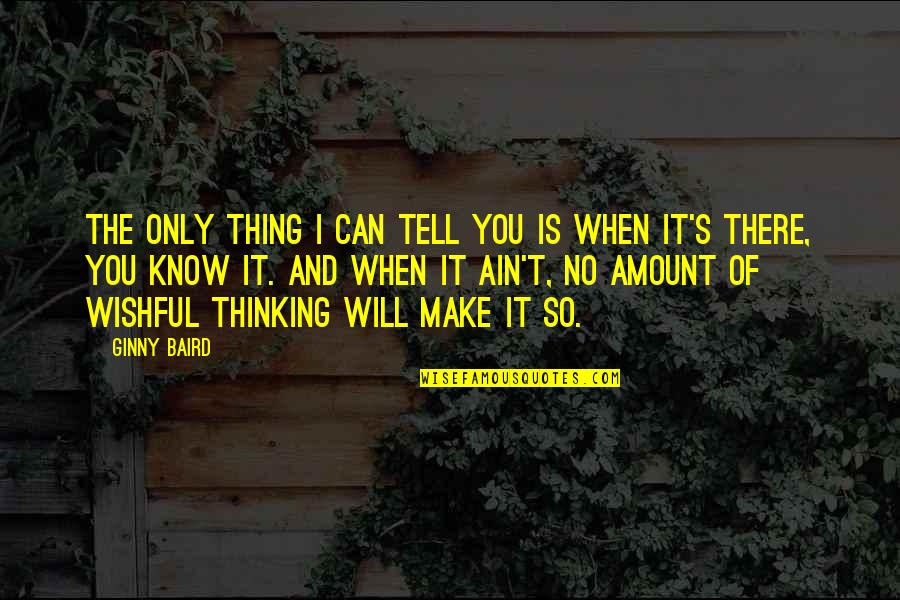 Ik Hou Van Je Mama Quotes By Ginny Baird: The only thing I can tell you is