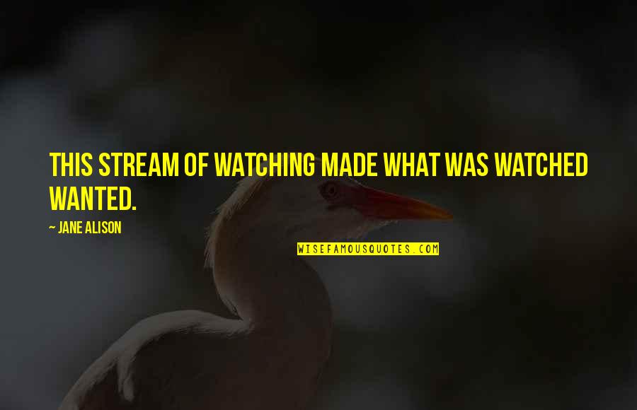 Ikonen Te Quotes By Jane Alison: This stream of watching made what was watched