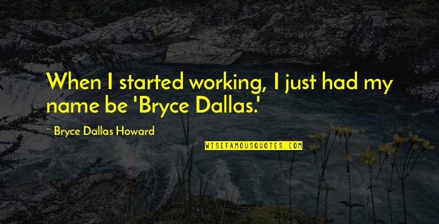 Ilandman Quotes By Bryce Dallas Howard: When I started working, I just had my