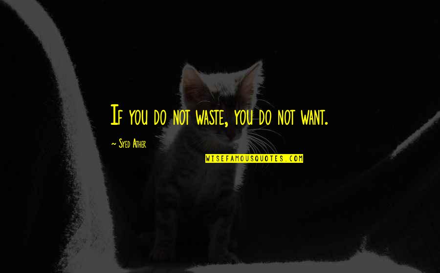 Ilbetriver Quotes By Syed Ather: If you do not waste, you do not