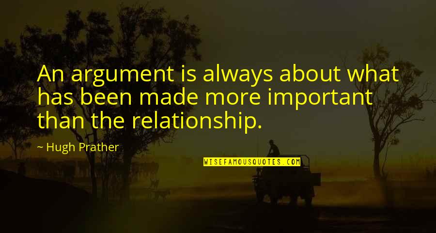 Ilkup Quotes By Hugh Prather: An argument is always about what has been