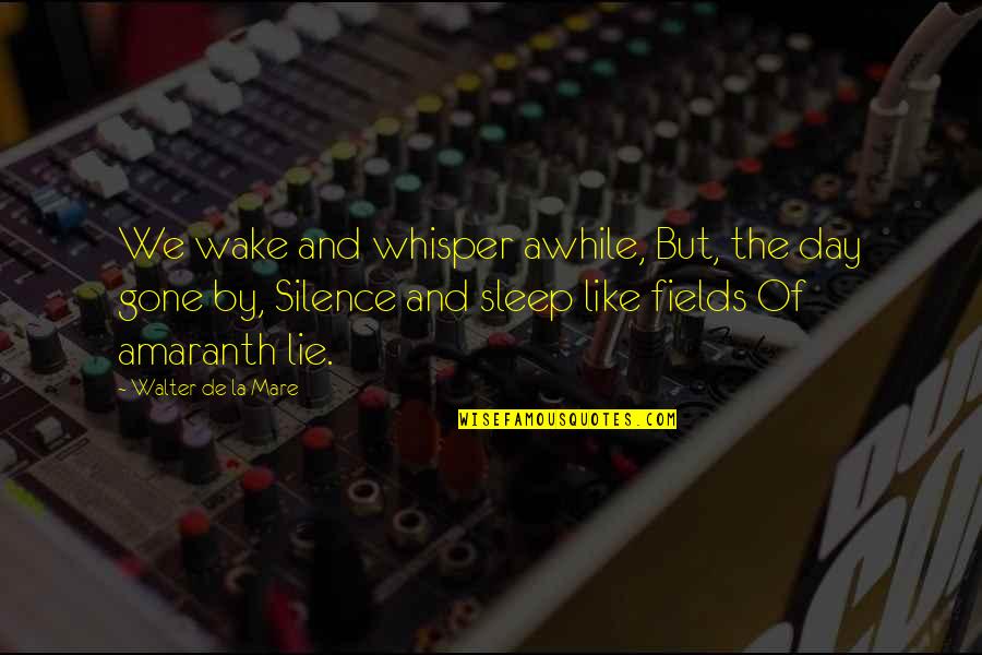 I'll Be Gone For Awhile Quotes By Walter De La Mare: We wake and whisper awhile, But, the day