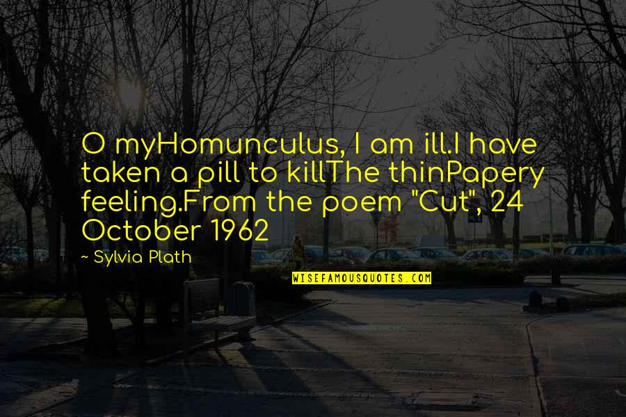 Ill-defined Quotes By Sylvia Plath: O myHomunculus, I am ill.I have taken a