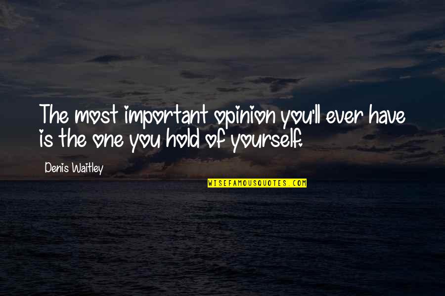 I'll Hold You Up Quotes By Denis Waitley: The most important opinion you'll ever have is