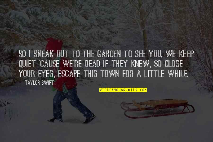 I'll Keep Quiet Quotes By Taylor Swift: So i sneak out to the garden to