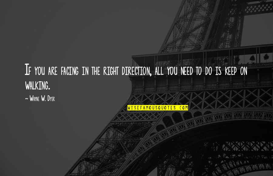 I'll Keep Walking Quotes By Wayne W. Dyer: If you are facing in the right direction,