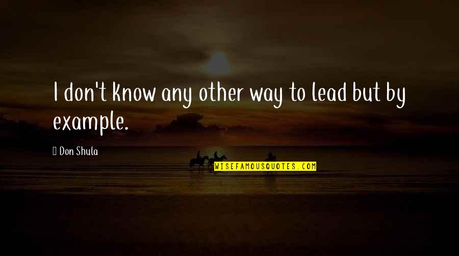 I'll Lead The Way Quotes By Don Shula: I don't know any other way to lead