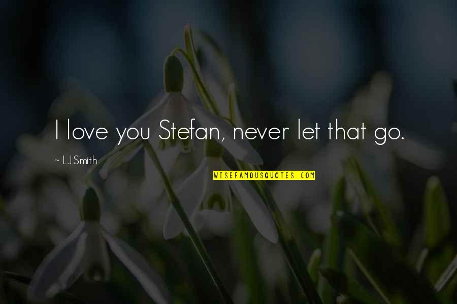 I'll Never Let Go Quotes By L.J.Smith: I love you Stefan, never let that go.