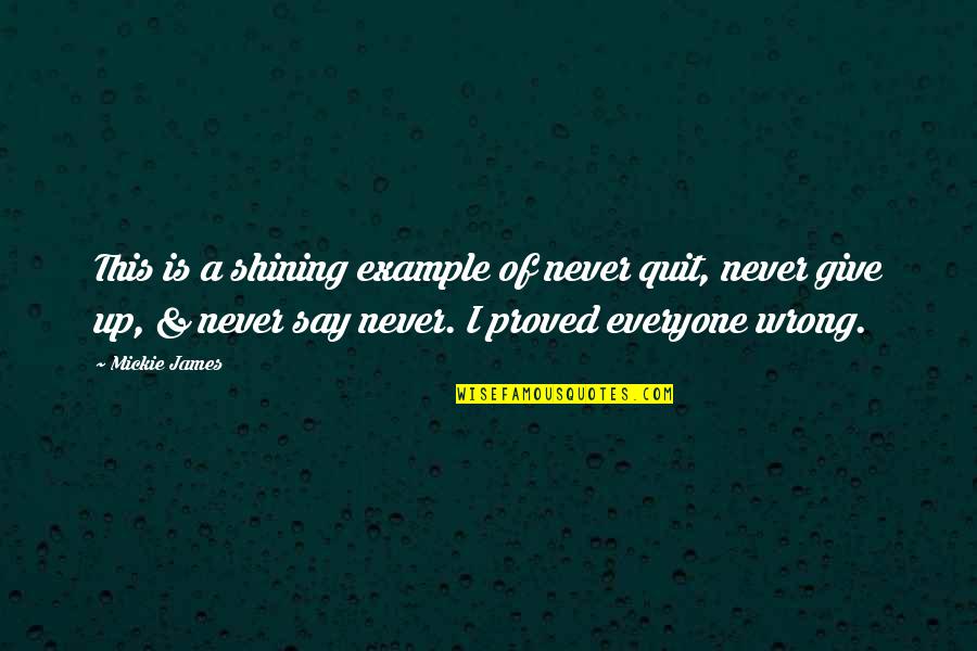 I'll Never Quit Quotes By Mickie James: This is a shining example of never quit,