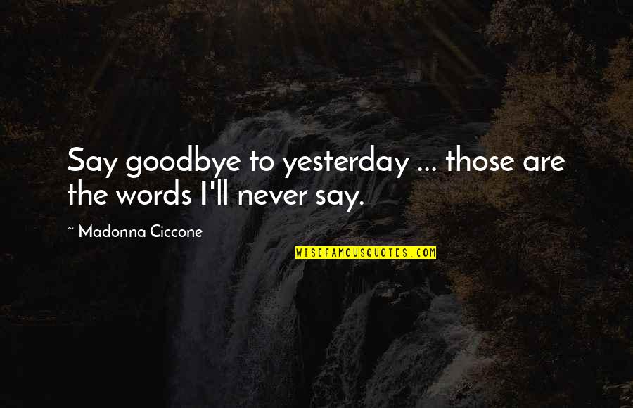 I'll Never Say Goodbye Quotes By Madonna Ciccone: Say goodbye to yesterday ... those are the