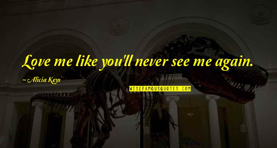 I'll Never See You Again Quotes By Alicia Keys: Love me like you'll never see me again.