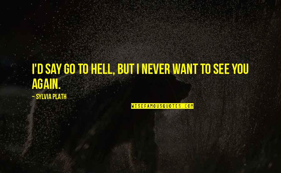 I'll Never See You Again Quotes By Sylvia Plath: I'd say go to hell, but I never
