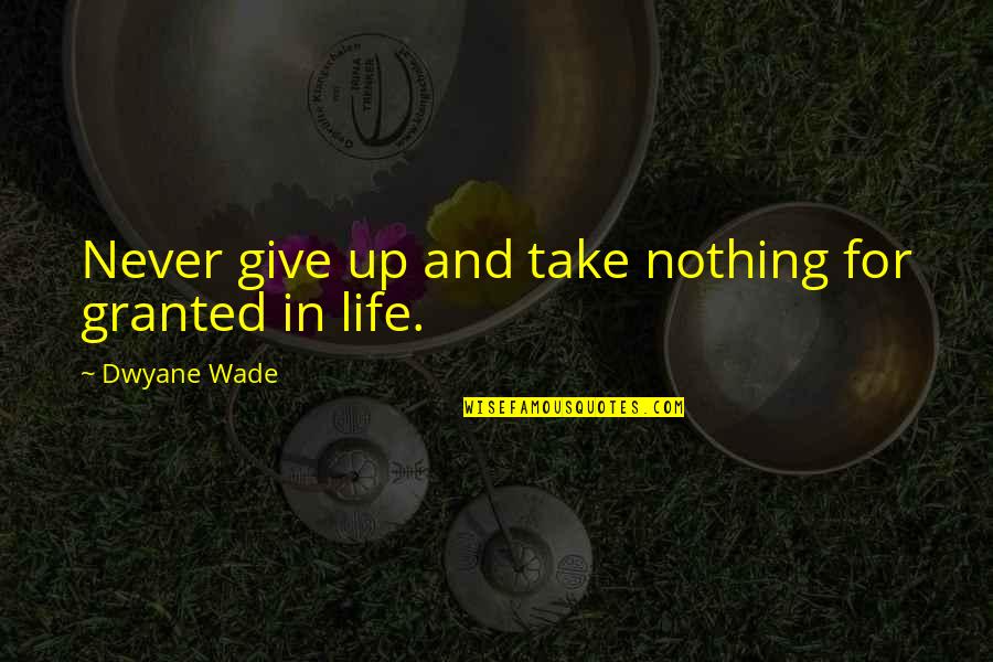 I'll Never Take You For Granted Quotes By Dwyane Wade: Never give up and take nothing for granted I'll Never Take You For Granted Quotes By Dwyane Wade: Never give up and take nothing for granted