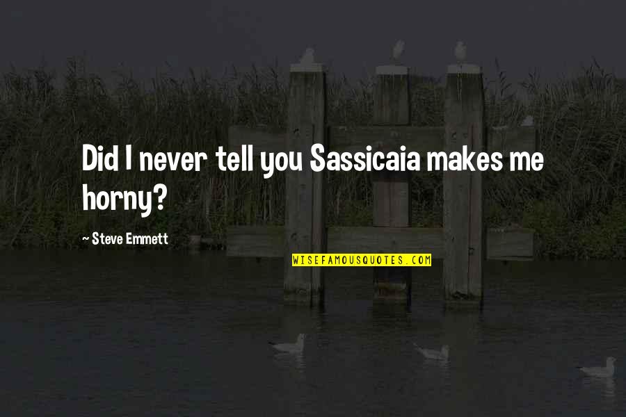 I'll Never Tell You Quotes By Steve Emmett: Did I never tell you Sassicaia makes me