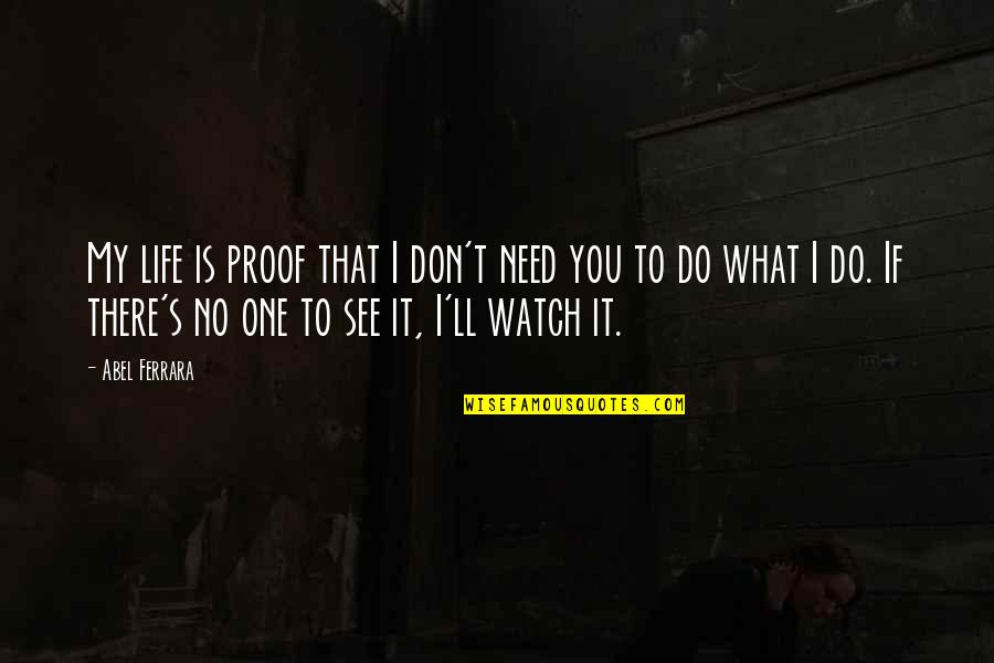 I'll Watch Over You Quotes By Abel Ferrara: My life is proof that I don't need