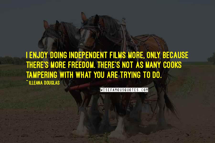 Illeana Douglas quotes: I enjoy doing independent films more, only because there's more freedom. There's not as many cooks tampering with what you are trying to do.