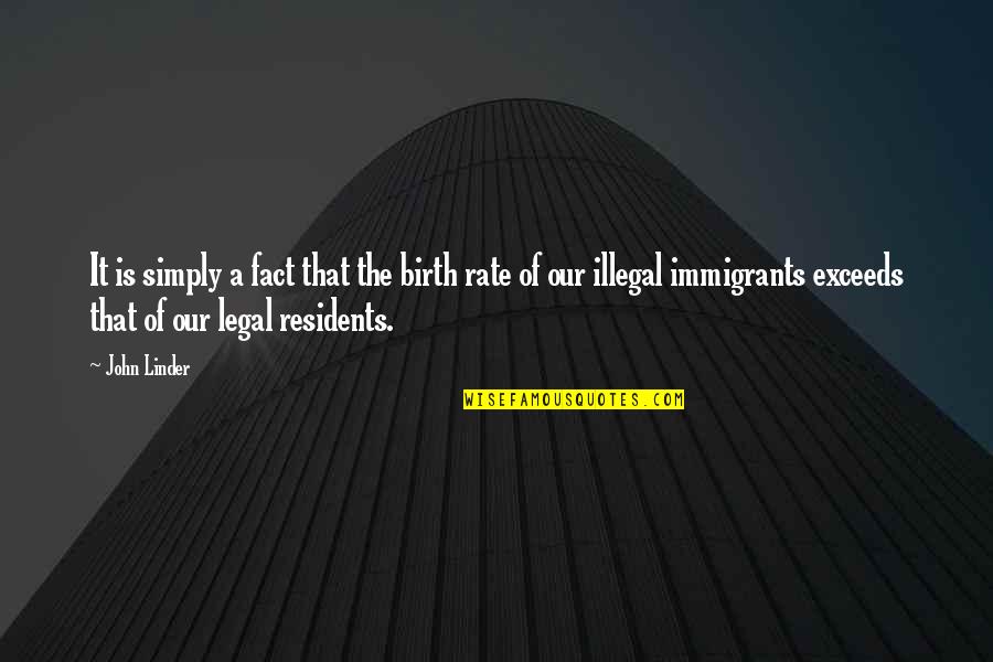 Illegal Immigrants Quotes By John Linder: It is simply a fact that the birth Illegal Immigrants Quotes By John Linder: It is simply a fact that the birth