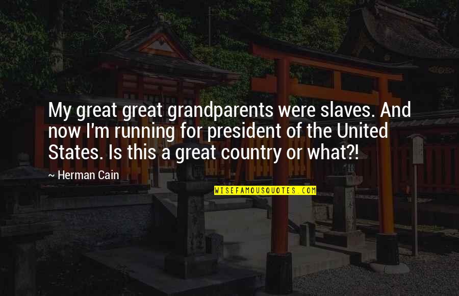 Illica Pozzatti Quotes By Herman Cain: My great great grandparents were slaves. And now