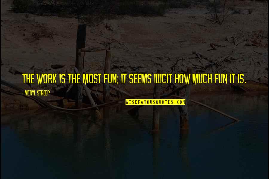 Illicit Quotes By Meryl Streep: The work is the most fun; it seems