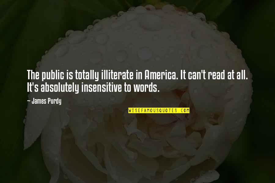 Illiterate Quotes By James Purdy: The public is totally illiterate in America. It