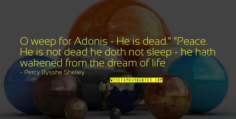 Illuding Quotes By Percy Bysshe Shelley: O weep for Adonis - He is dead."