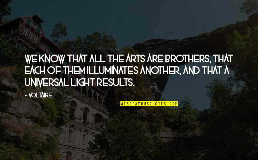 Illuminates Quotes By Voltaire: We know that all the arts are brothers,