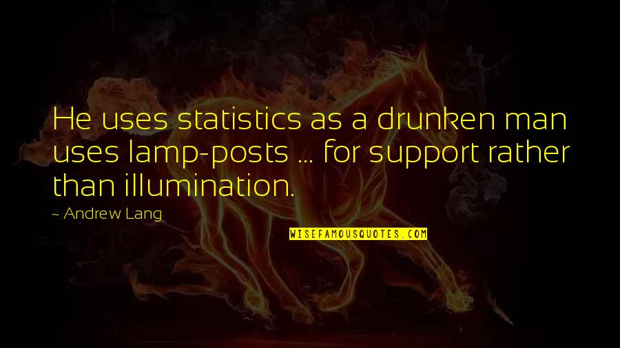 Illumination Quotes By Andrew Lang: He uses statistics as a drunken man uses