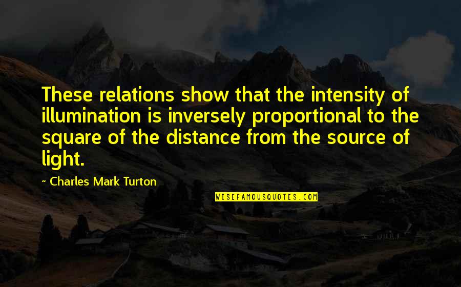 Illumination Quotes By Charles Mark Turton: These relations show that the intensity of illumination
