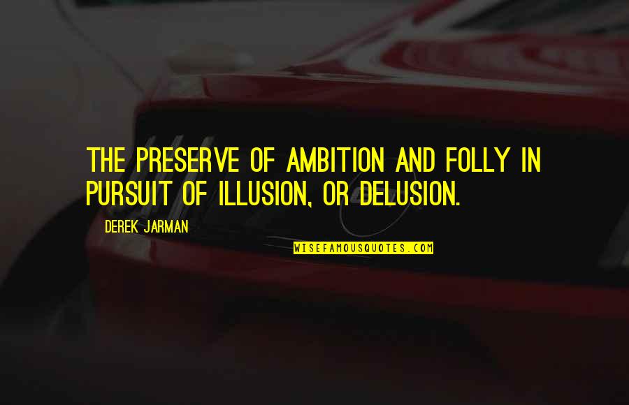 Illusion Delusion Quotes By Derek Jarman: The preserve of ambition and folly in pursuit