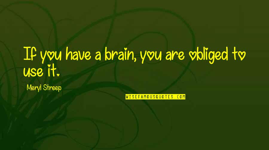 Illusion Of The Mind Quotes By Meryl Streep: If you have a brain, you are obliged