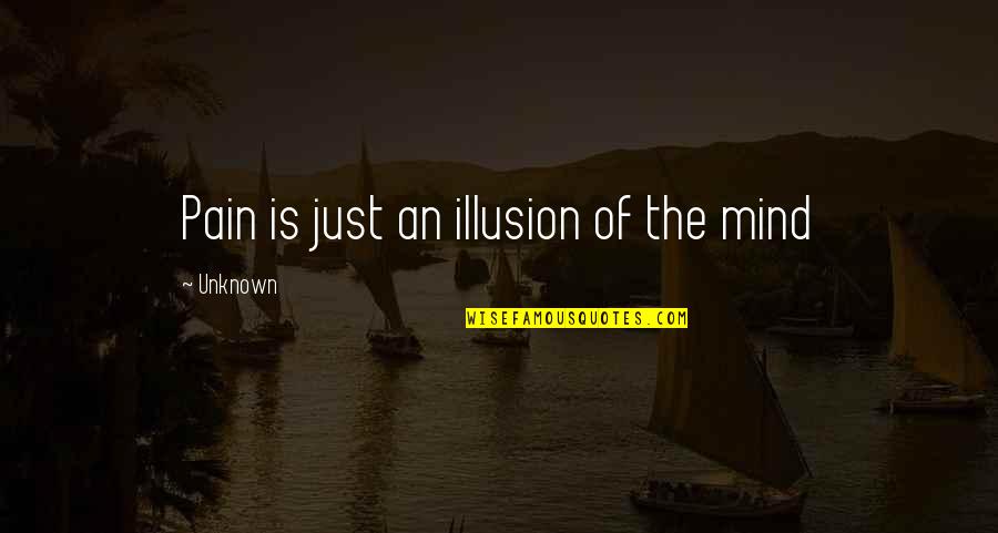 Illusion Of The Mind Quotes By Unknown: Pain is just an illusion of the mind