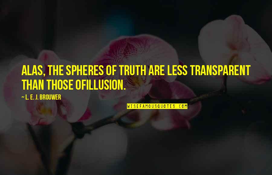 Illusion The Quotes By L. E. J. Brouwer: Alas, the spheres of truth are less transparent