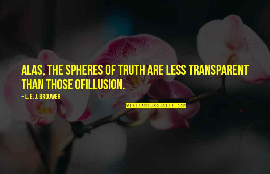 Illusion The Quotes By L. E. J. Brouwer: Alas, the spheres of truth are less transparent Illusion The Quotes By L. E. J. Brouwer: Alas, the spheres of truth are less transparent
